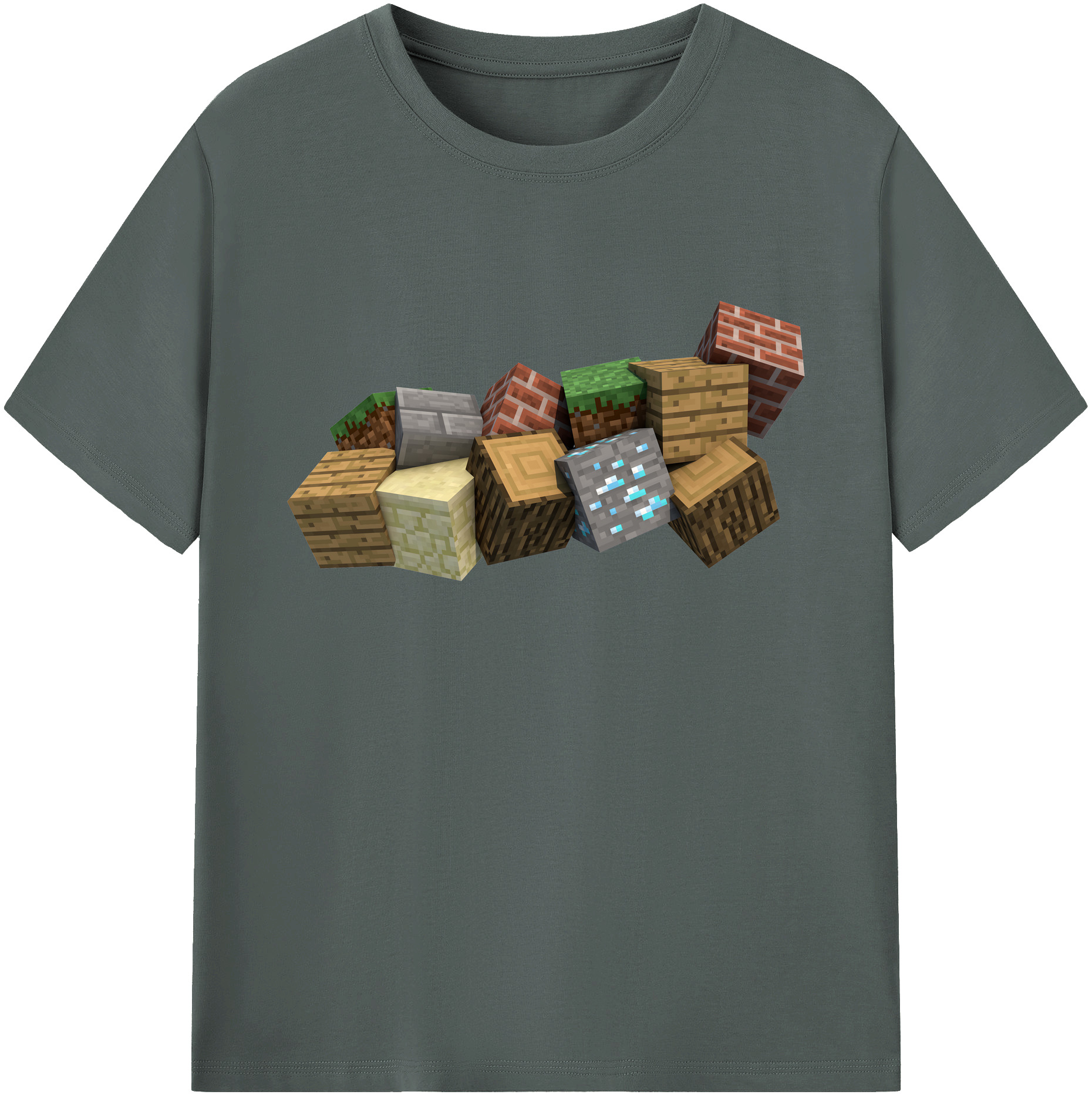 （画像用） マインクラフト ブロックの世界 Minecraft MC Block world 綿100％ メンズ半袖Tシャツ｜肌触りやわらか＆通気性